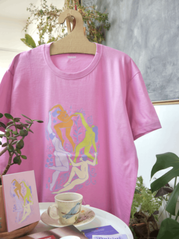 Camiseta círculo – violeta pastel