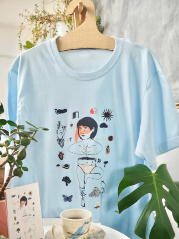 Camiseta mantra visual – azul medio